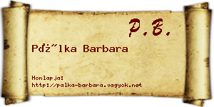 Pálka Barbara névjegykártya